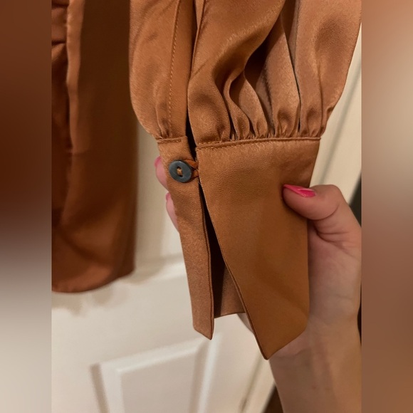 Entro Rust Brown Satin Long Sleeve dress - Picture 4 of 5